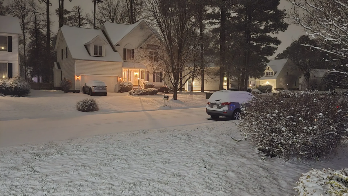 Winter snow at Central Virginia